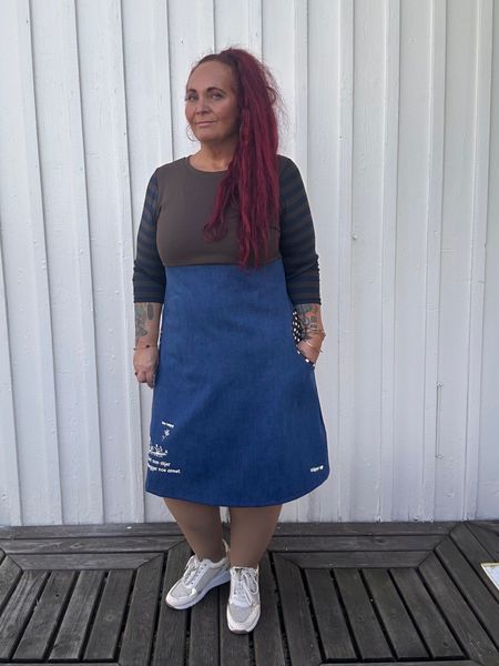 Livet ❤️ jeanskjole_mørkeblå/brun