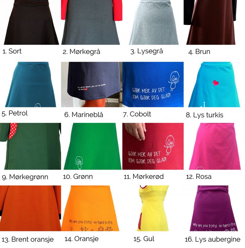 Stille for lenge - jerseyskjørt- VALGFRI FARGE