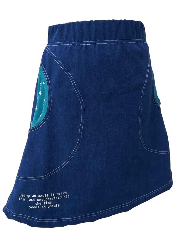 Adult- mørkeblått/petrol jeansskjørt 