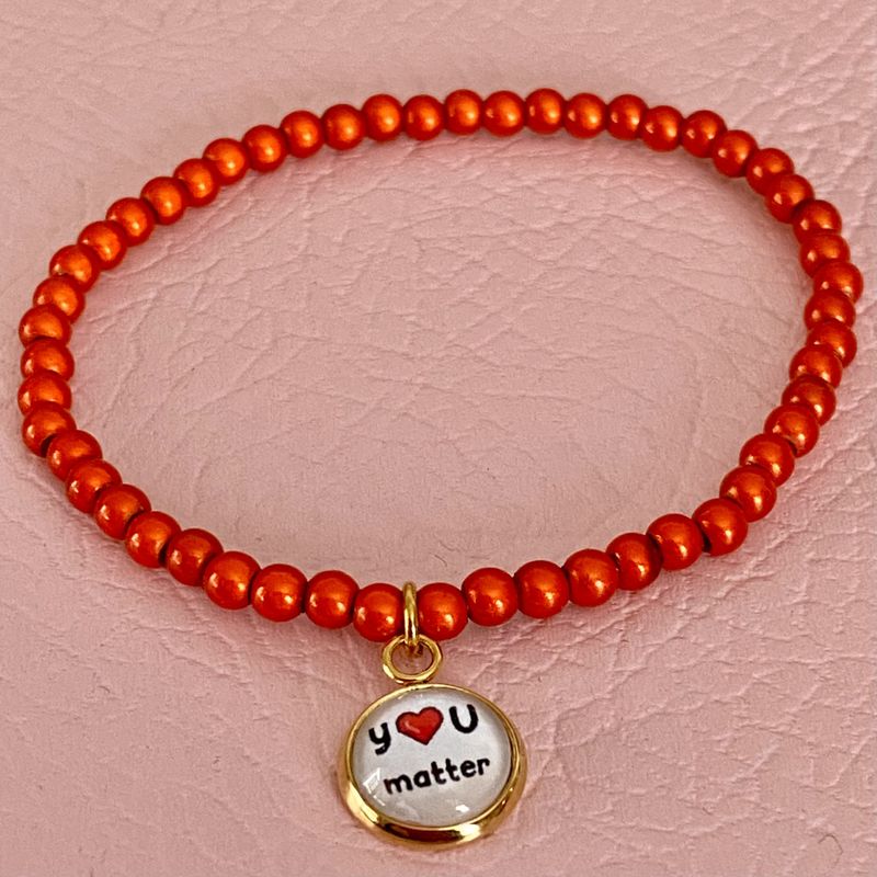 4 mm perler armbånd m/anheng_Oransje